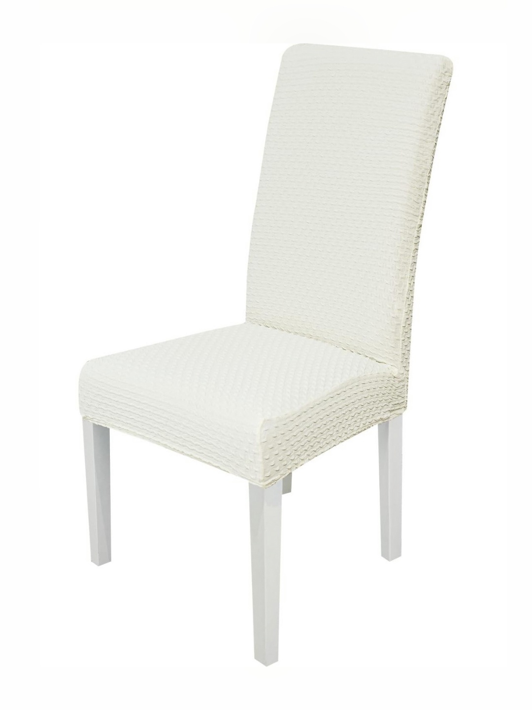 

HOUSE OF QUIRK Cream-Coloured Textured Jacquard Removable & Washable Chair Cover
