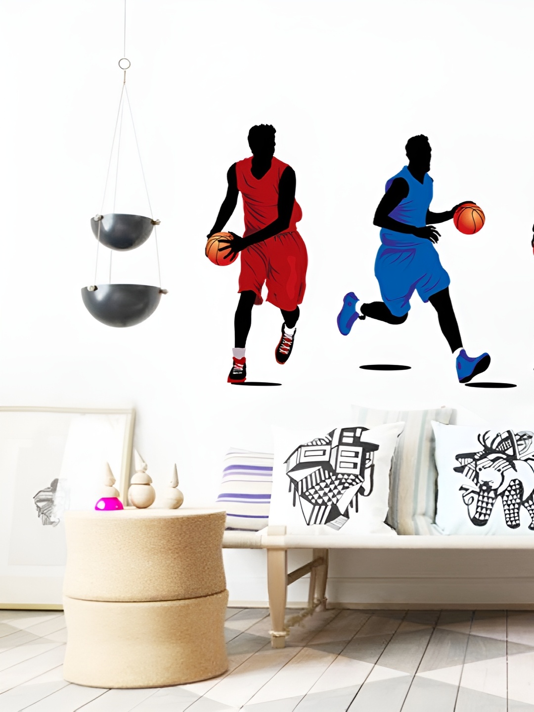 

Asian royal Black & Green Basket Ball Players Printed Self Adhesive Wall Sticker