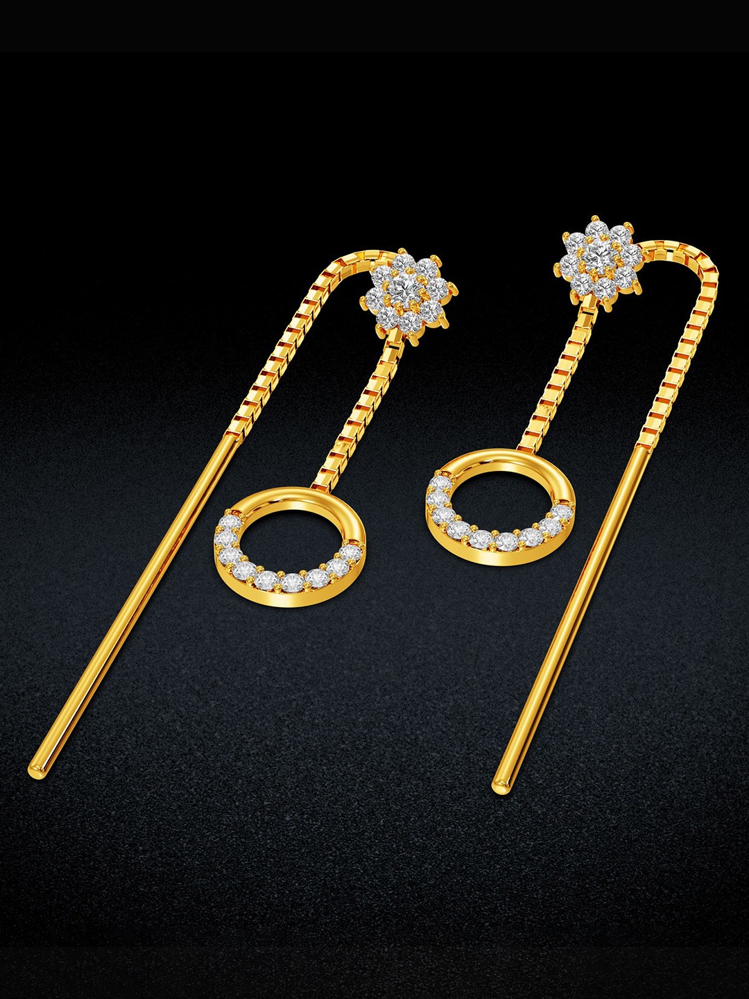 

Joyalukkas Women 22KT Starry Circle Drop Gold Earrings 2.93g
