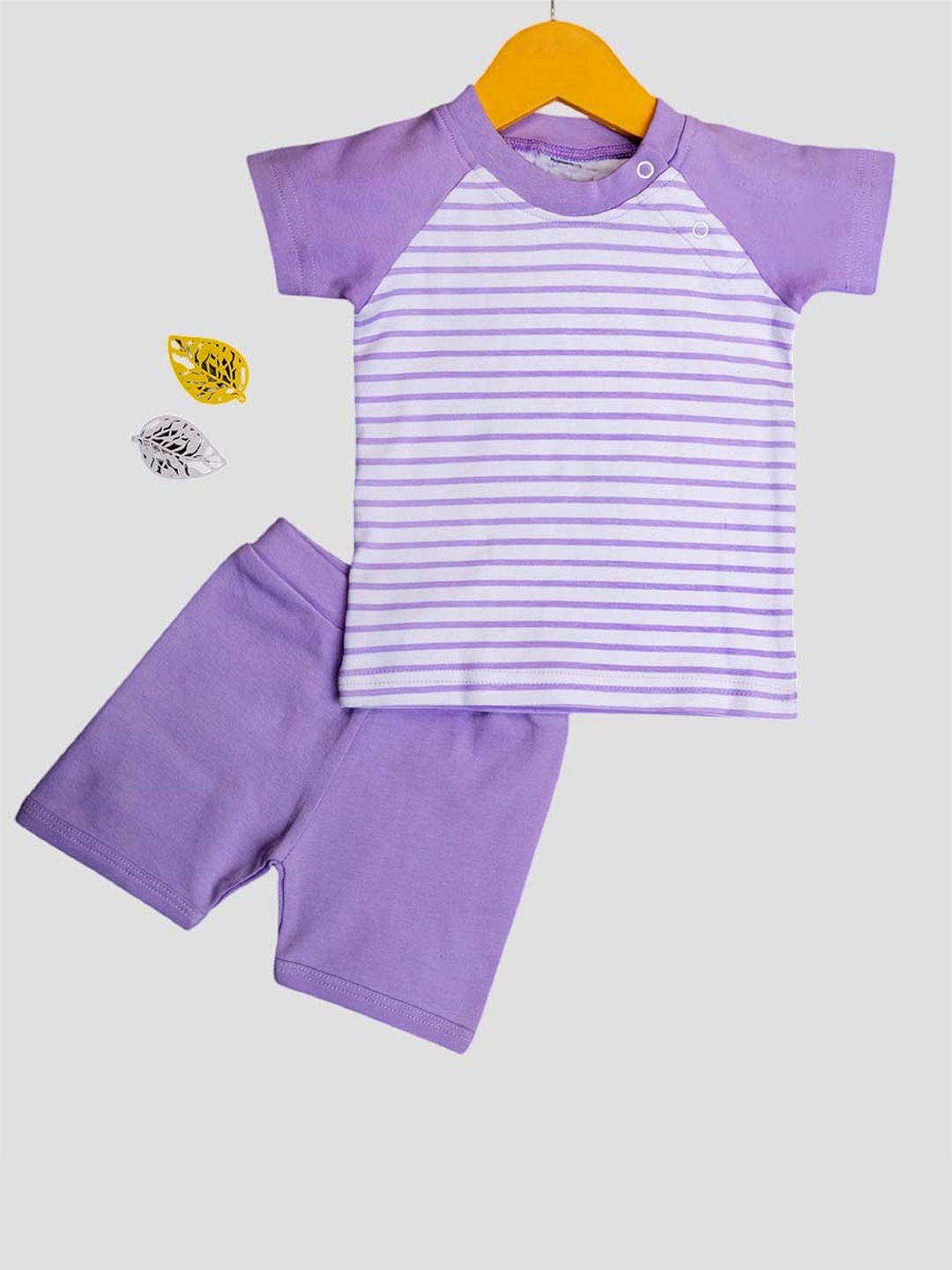 

BAESD Boys Striped Organic Cotton T-shirt With Short, Purple