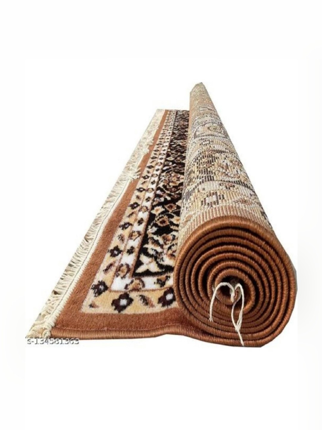 

Samjeeda Handloom carpets Gold-Toned Geometric Anti-Skid Polyester Carpet