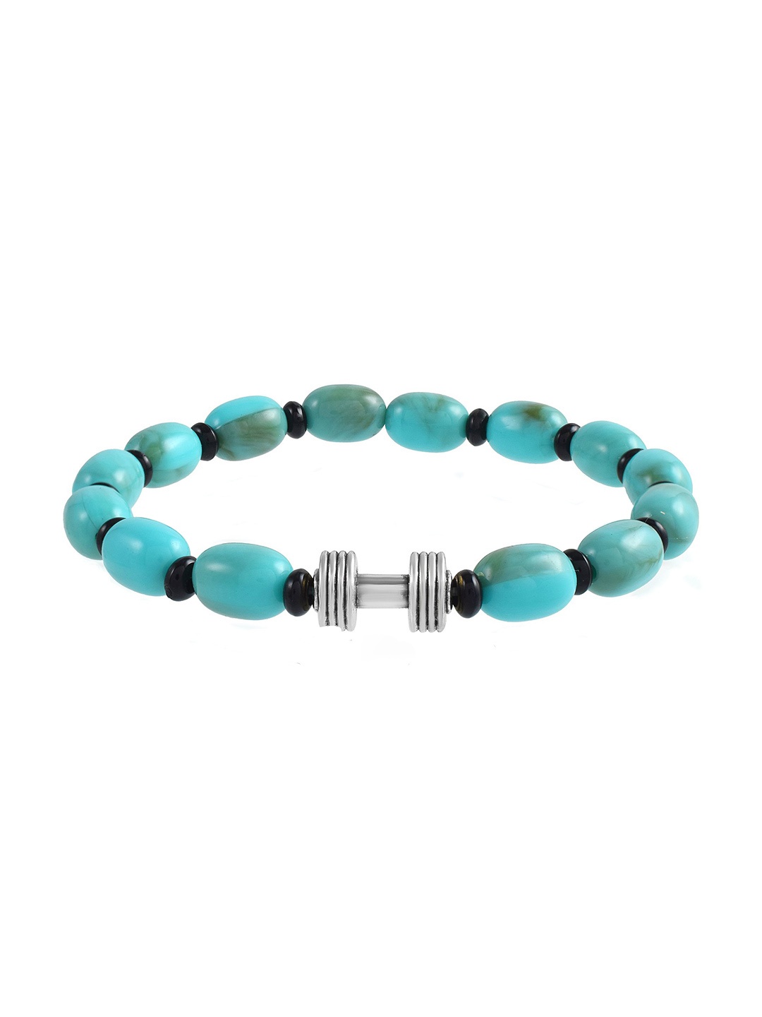 

MEMOIR Women Rhodium-Plated Bangle-Style Bracelet, Turquoise blue