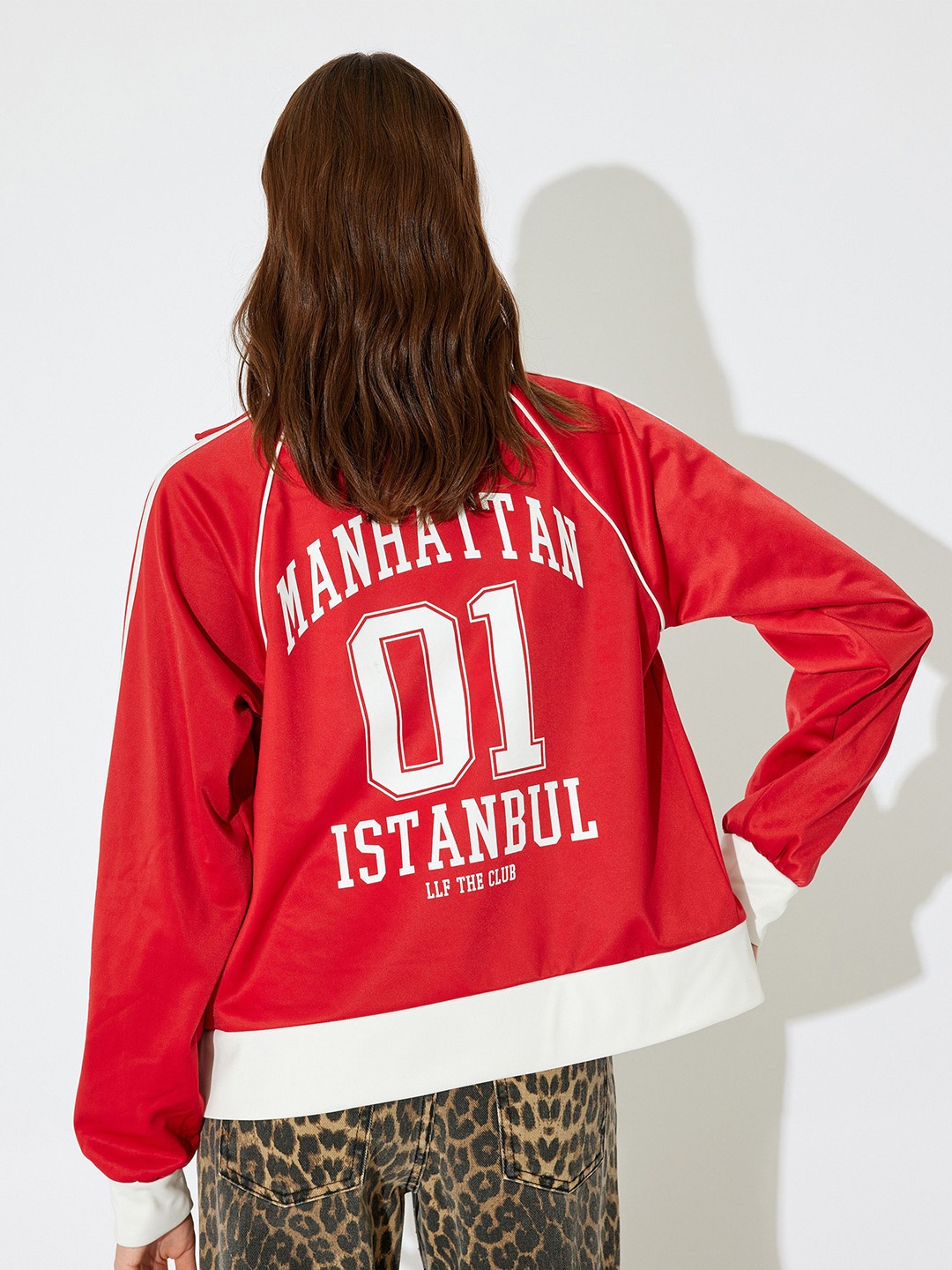 

Koton Women Printed Front-Open Sweatshirt, Red