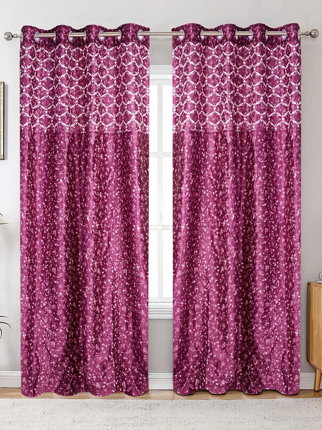 

Winnsun Purple & White 2 Pieces Geometric Printed Door Curtains