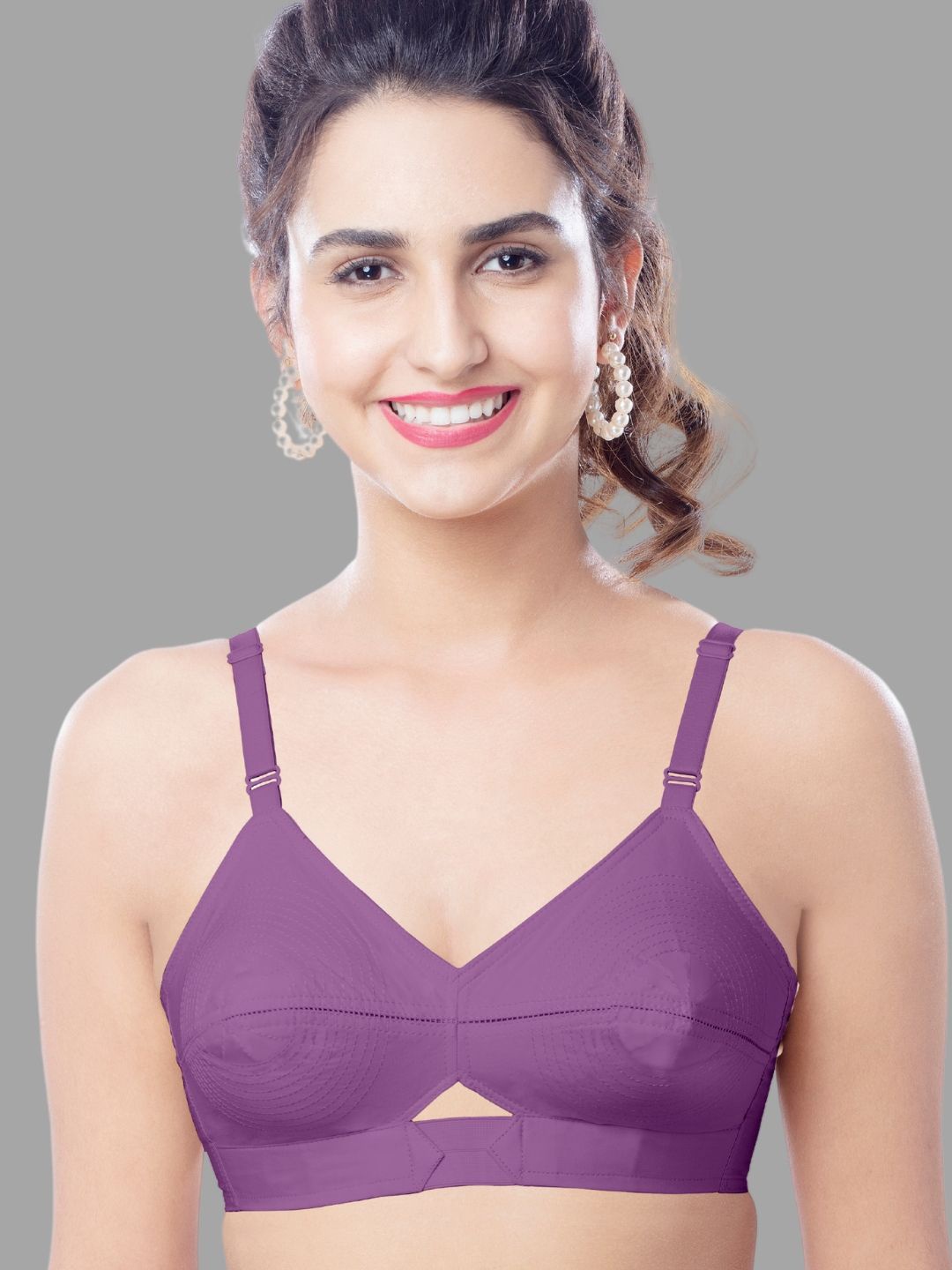 

BRIDA LADIES INNERWEAR Women Cotton Seamless Full Coverage Minimizer Bra, Purple