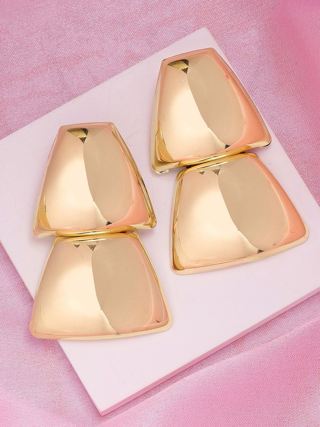 

Bohey by KARATCART Gold Plated Geometrical Shaped Drop Earrings