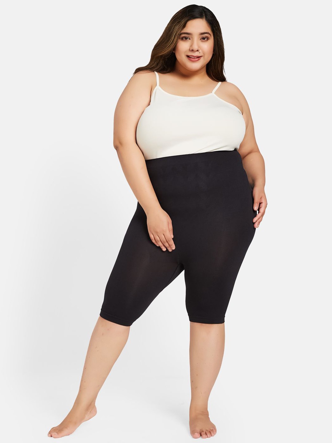 

Curves by Zero Kaata Women Plus Size Seamless High Waist Tummy & Thigh Shapewear, Black