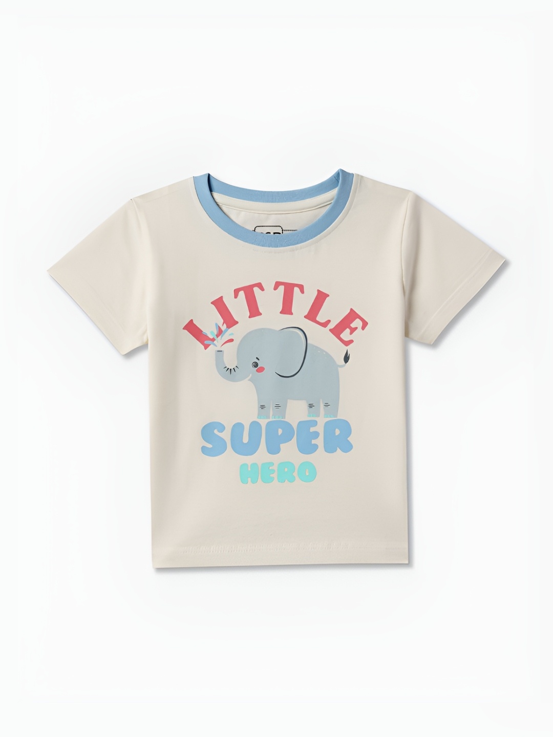 

R&B Girls Typography Printed Round Neck Cotton Relaxed Fit T-shirt, Beige