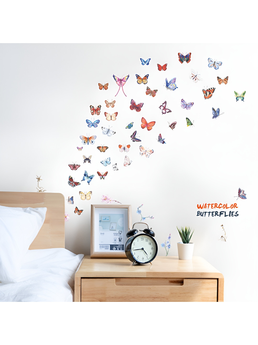 

Asian royal Red & Orange Colored 2 Pieces Butterflies Printed Waterproof Wall Sticker