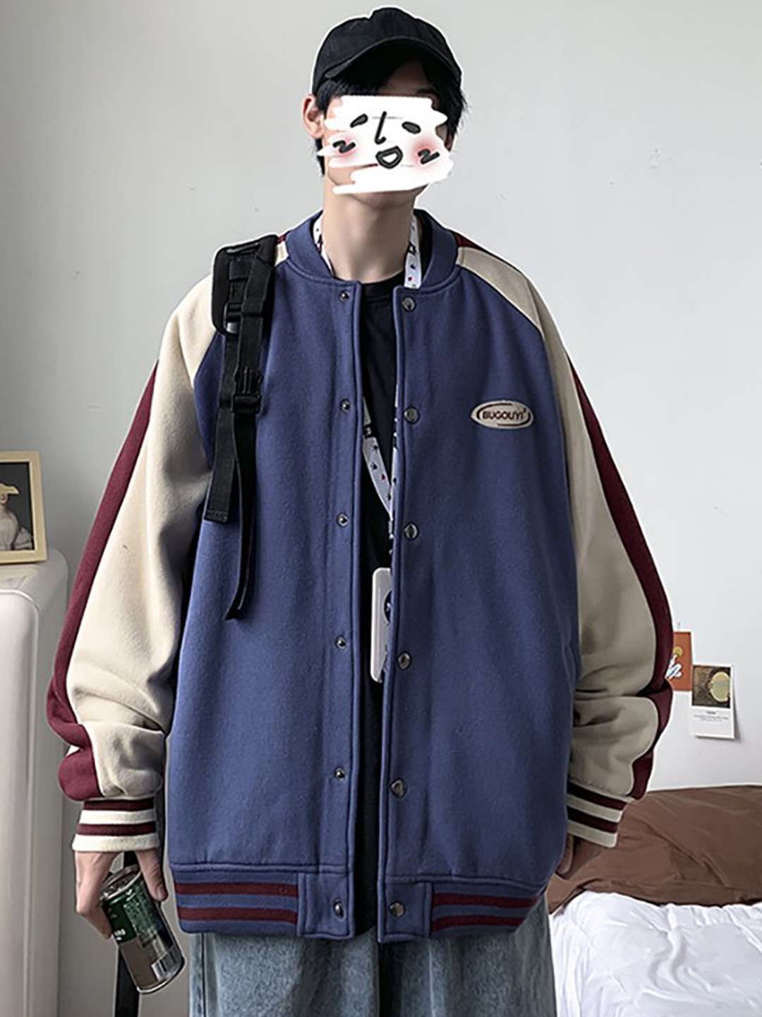 

StyleCast x Revolte Men Colourblocked Tailored Jacket, Blue
