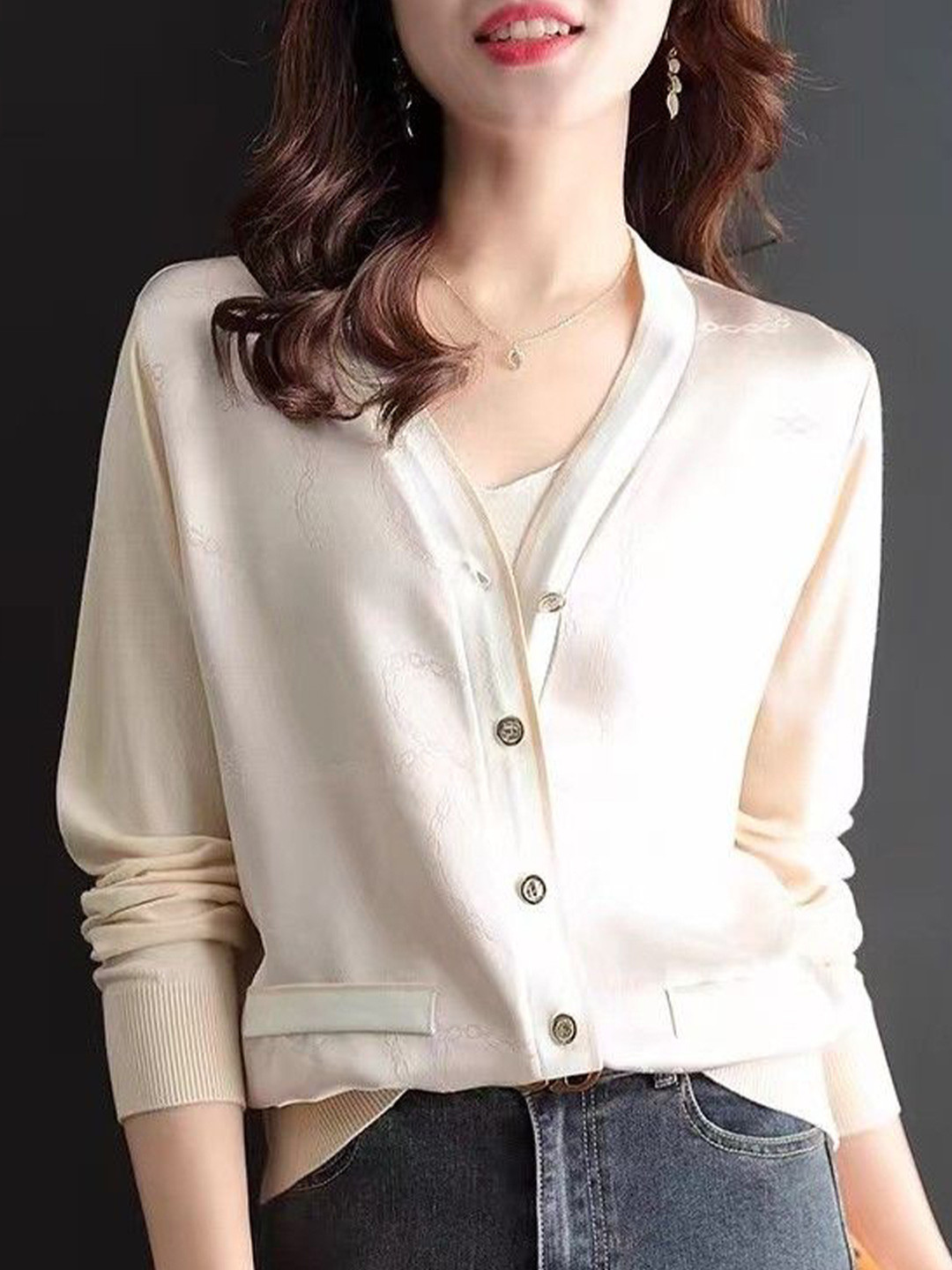 

StyleCast Women V-Neck Winter Cardigan, Cream