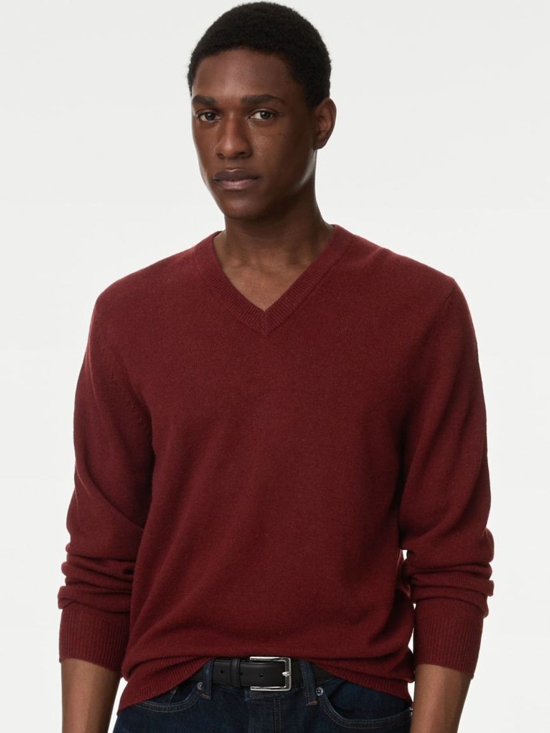 

Marks & Spencer Men Woollen Pullover Sweater, Red