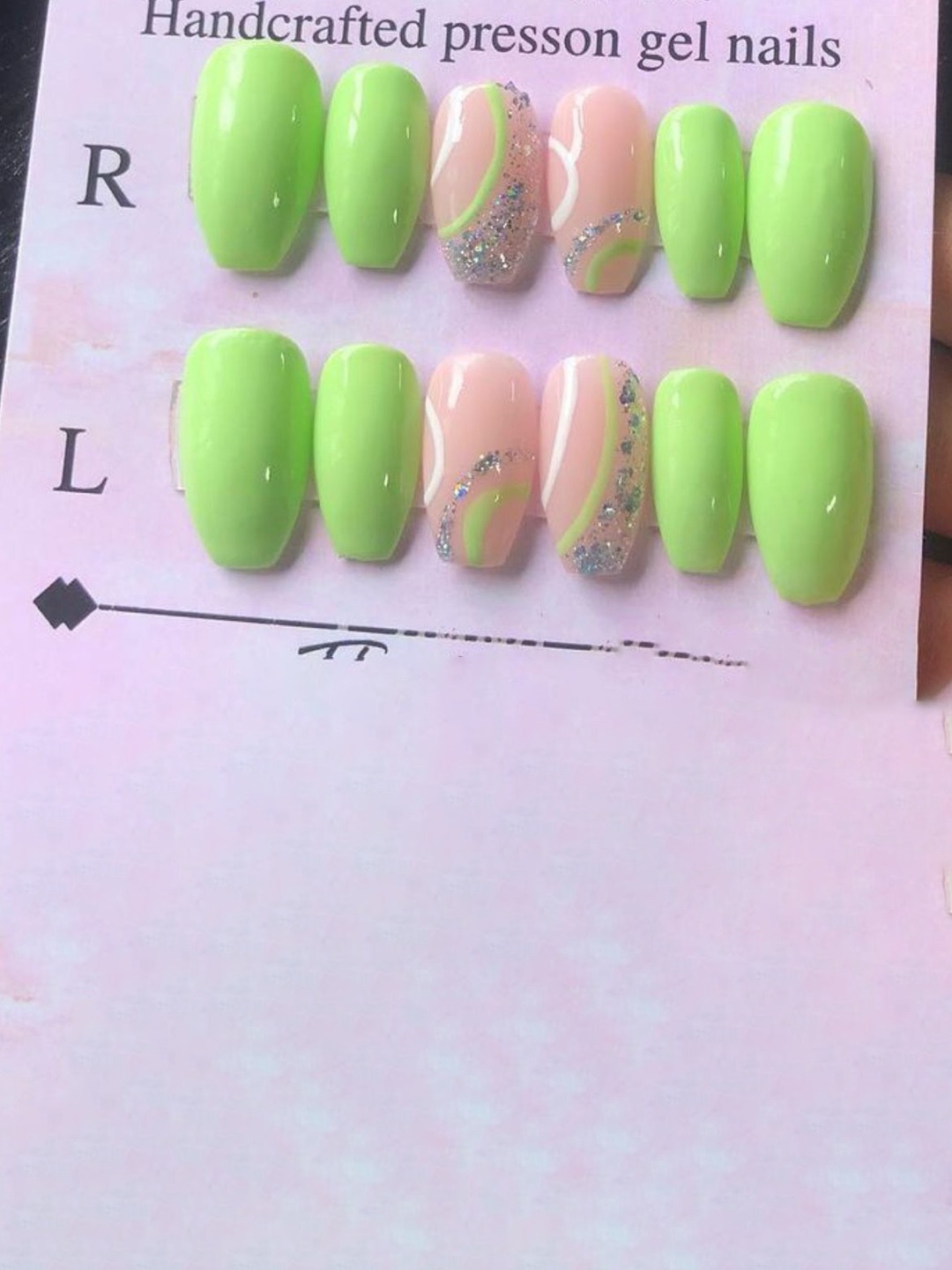 

AMOK STORE Set Of 12 Stick On Artificial Nails With Small Filer Kit- Green