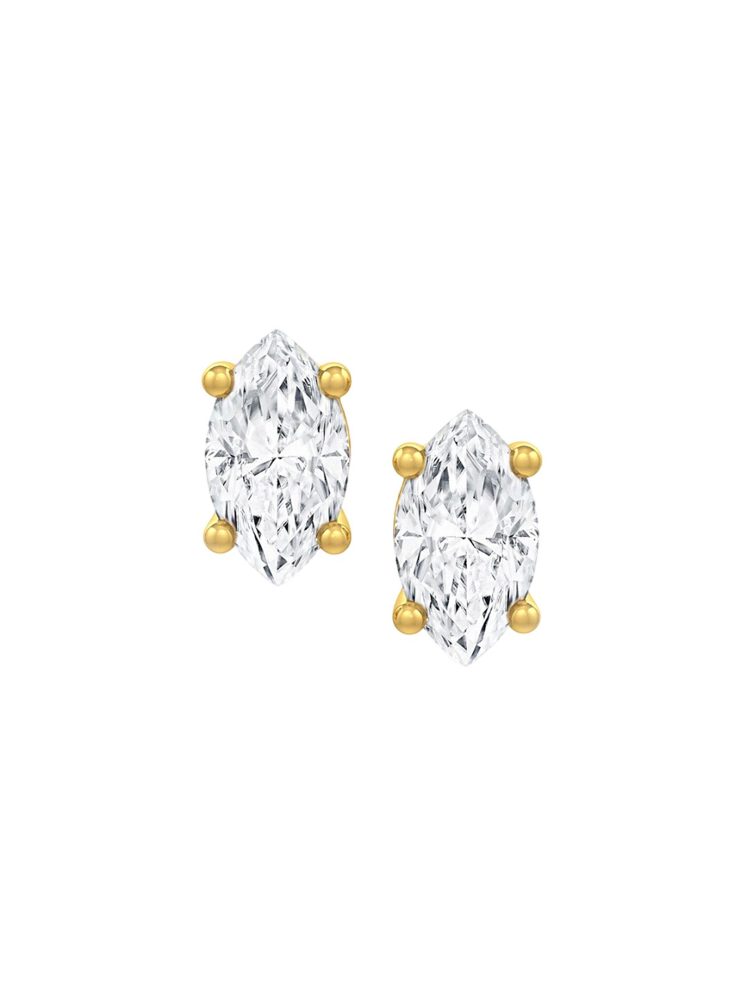 

MISS JO 92.5 Sterling Silver Gold Plated Solitaire CZ Studded Studs Earrings