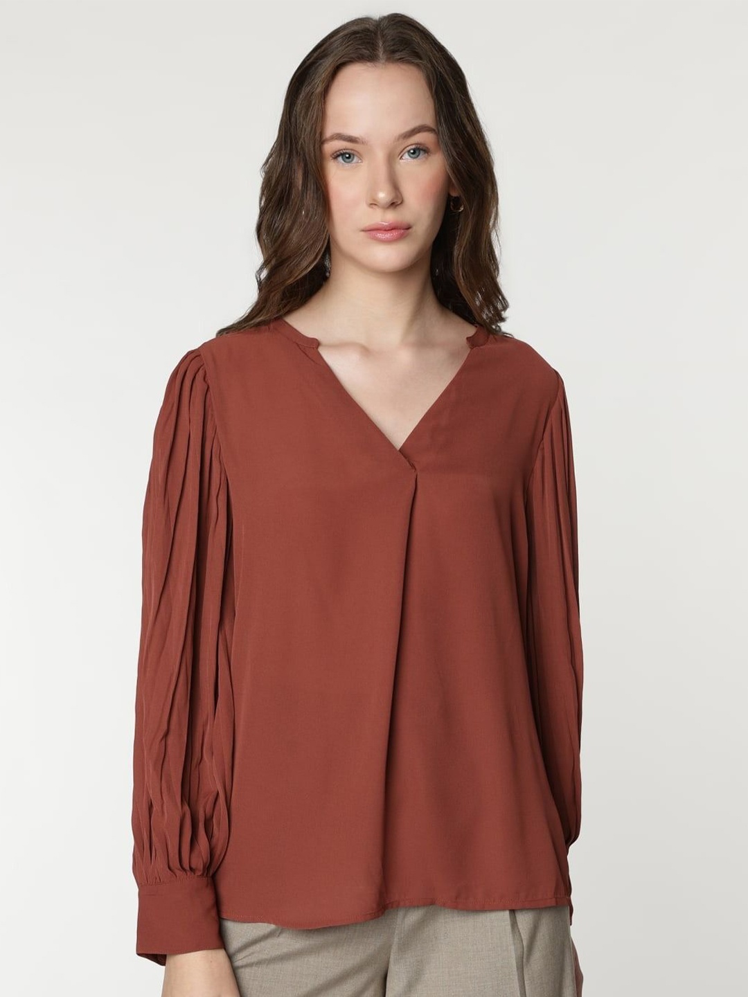 

Marks & Spencer Women Solid A-Line Top, Brown