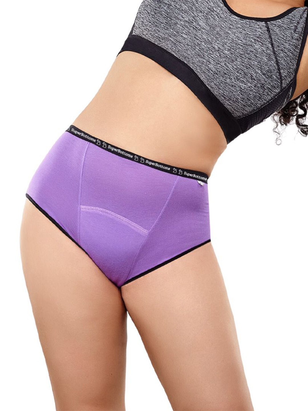 

Super Bottoms Pack of 2 Max Absorb Period Underwear High Waist Leak-Free, Purple