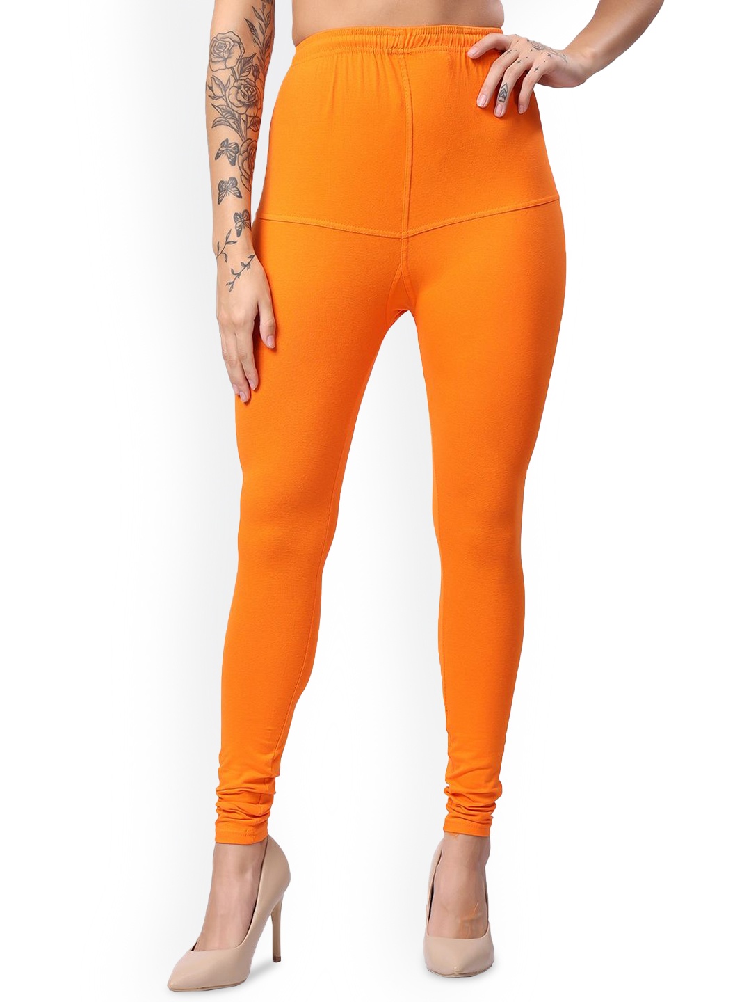 

Keviv Women Mid-Rise Ankle-Length Cotton Legging, Orange