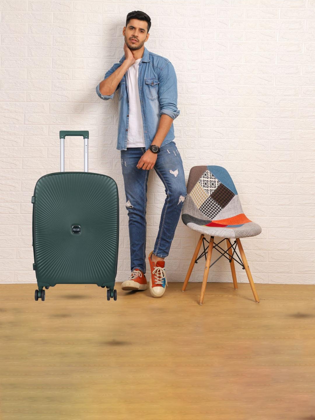 

Polo Class Set Of 2 Printed Hard Sided Trolley Suitcase, Green