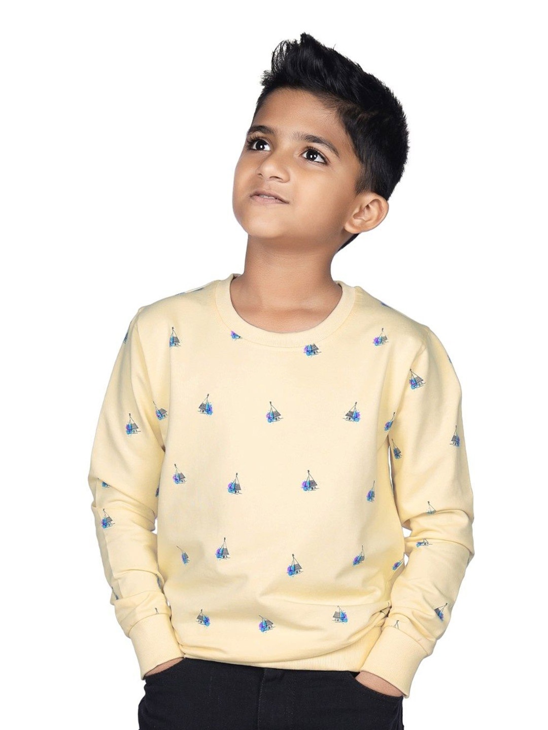 

CRAZYPENGUIN ELITE Boys Conversational Printed Cotton Winter Sweatshirt, Yellow