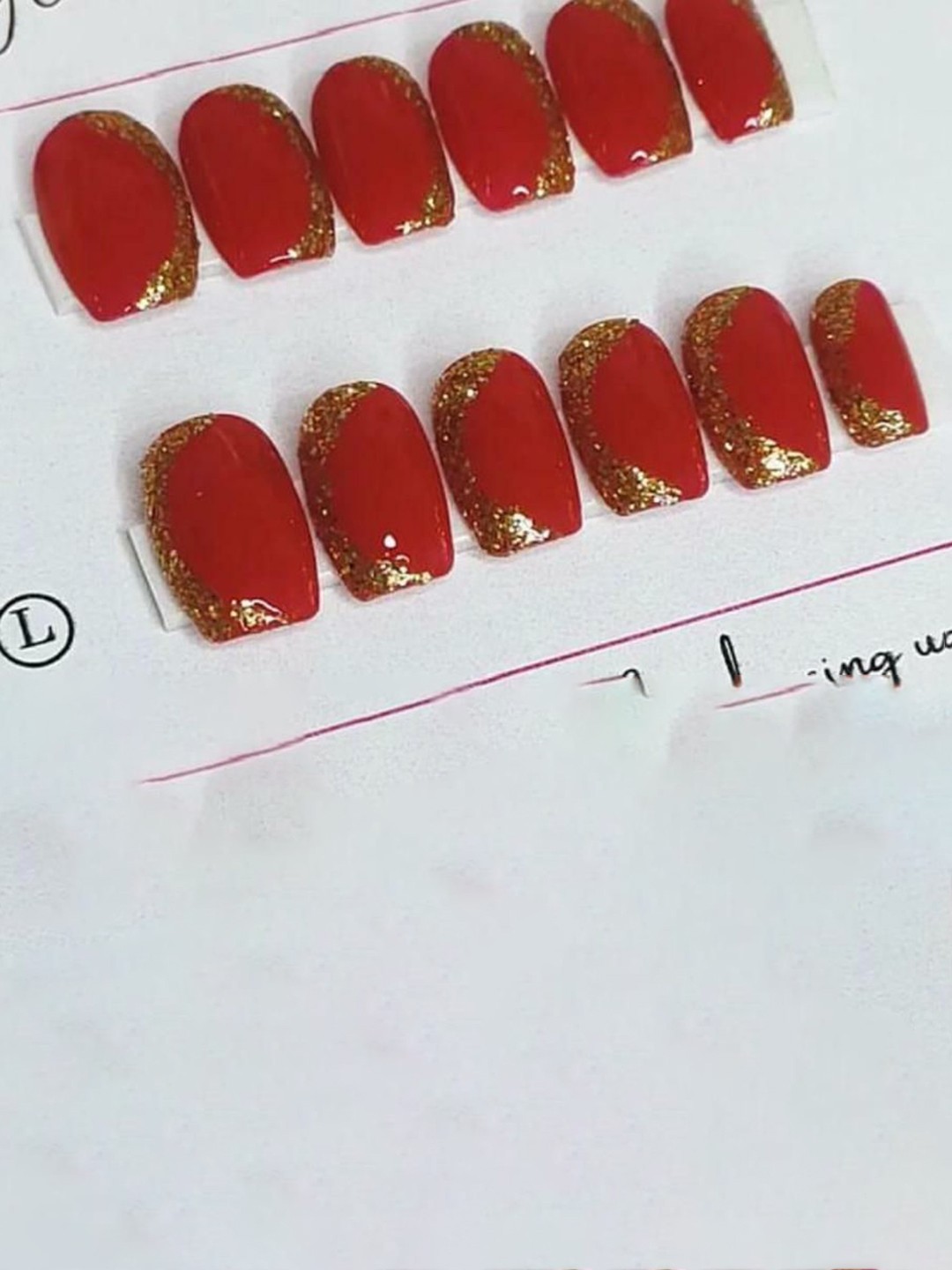 

AMOK STORE Set Of 12 Stick On Nails With Small Application Kit-Multicolor, Red