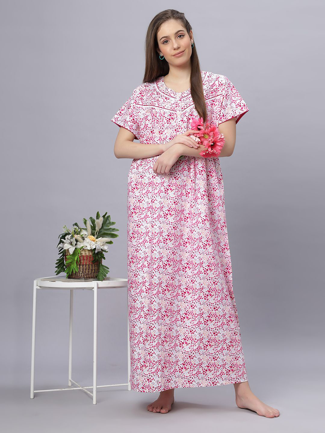 

QUIRA Printed Maxi Nightdress, Pink