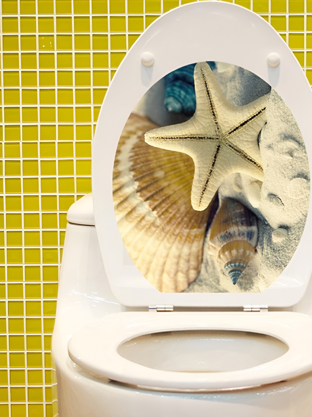 

Asian royal Blue & Off White Printed Self-Adhesive Toilet Sticker
