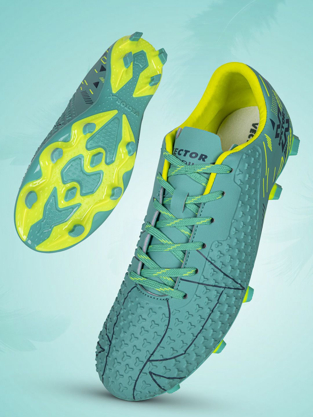 

VECTOR X Unisex Lace-Ups Football Non-Marking Shoes, Sea green