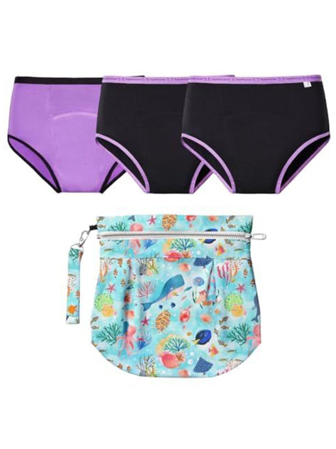 

SuperBottoms Pack of 3 Max absorb Period Underwear High Waist Leak-Free, Black