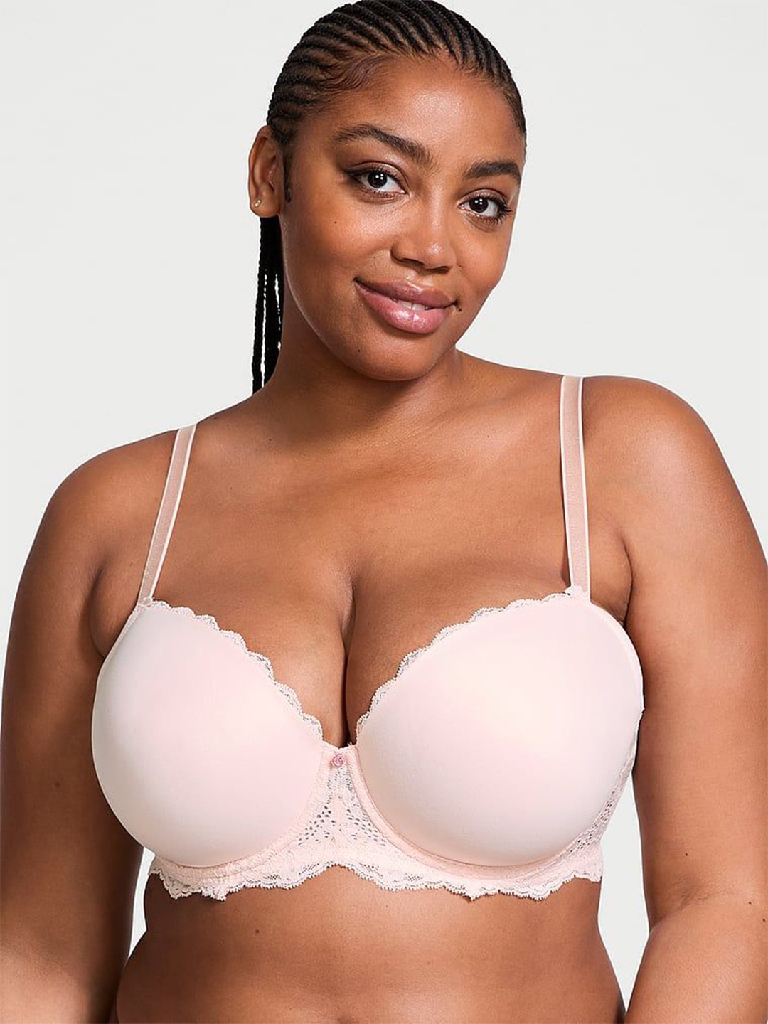 

Victoria's Secret Lace Medium Coverage Lightly Padded Bra, Pink