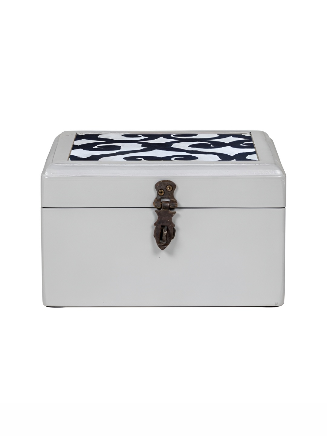 

Contrast Living Black and Grey Ethnic Motifs Printed Wooden Regular Jewellery Organiser