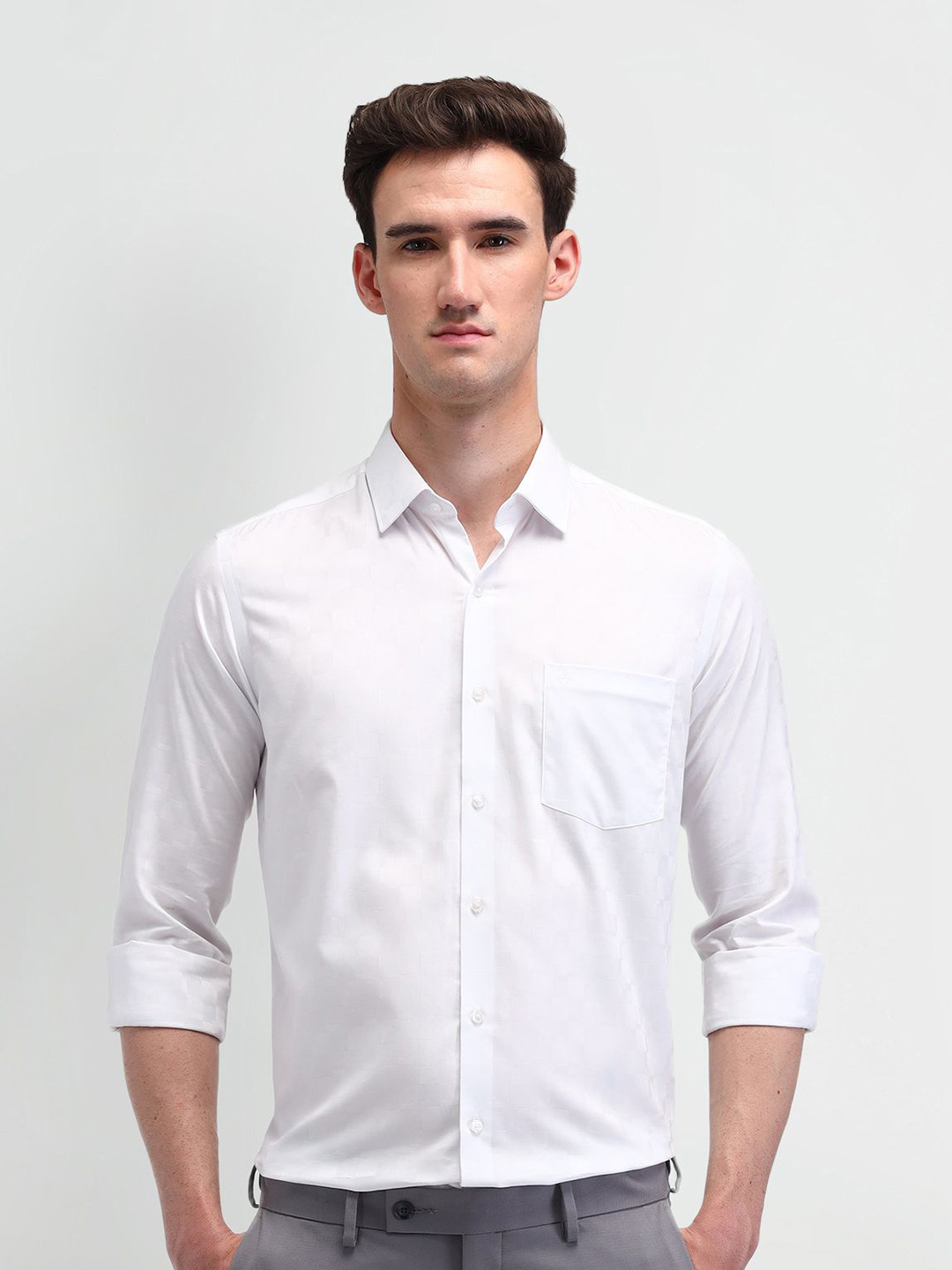 

Arrow Men Manhattan Spread Collar Solid Cotton Slim Fit Formal Shirt, White
