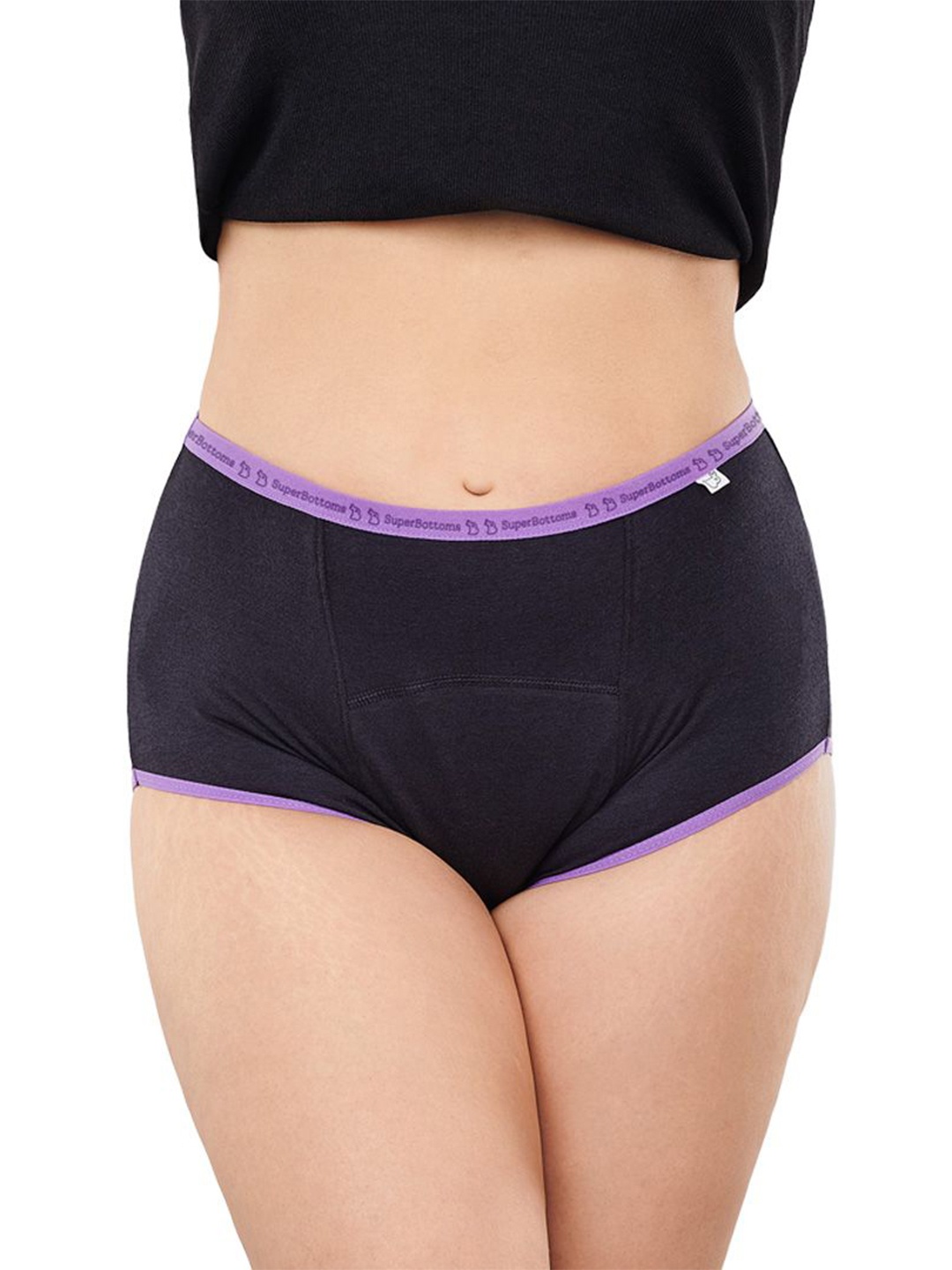 

SuperBottoms Pack of 2 Max absorb Period Underwear High Waist Leak-Free, Black