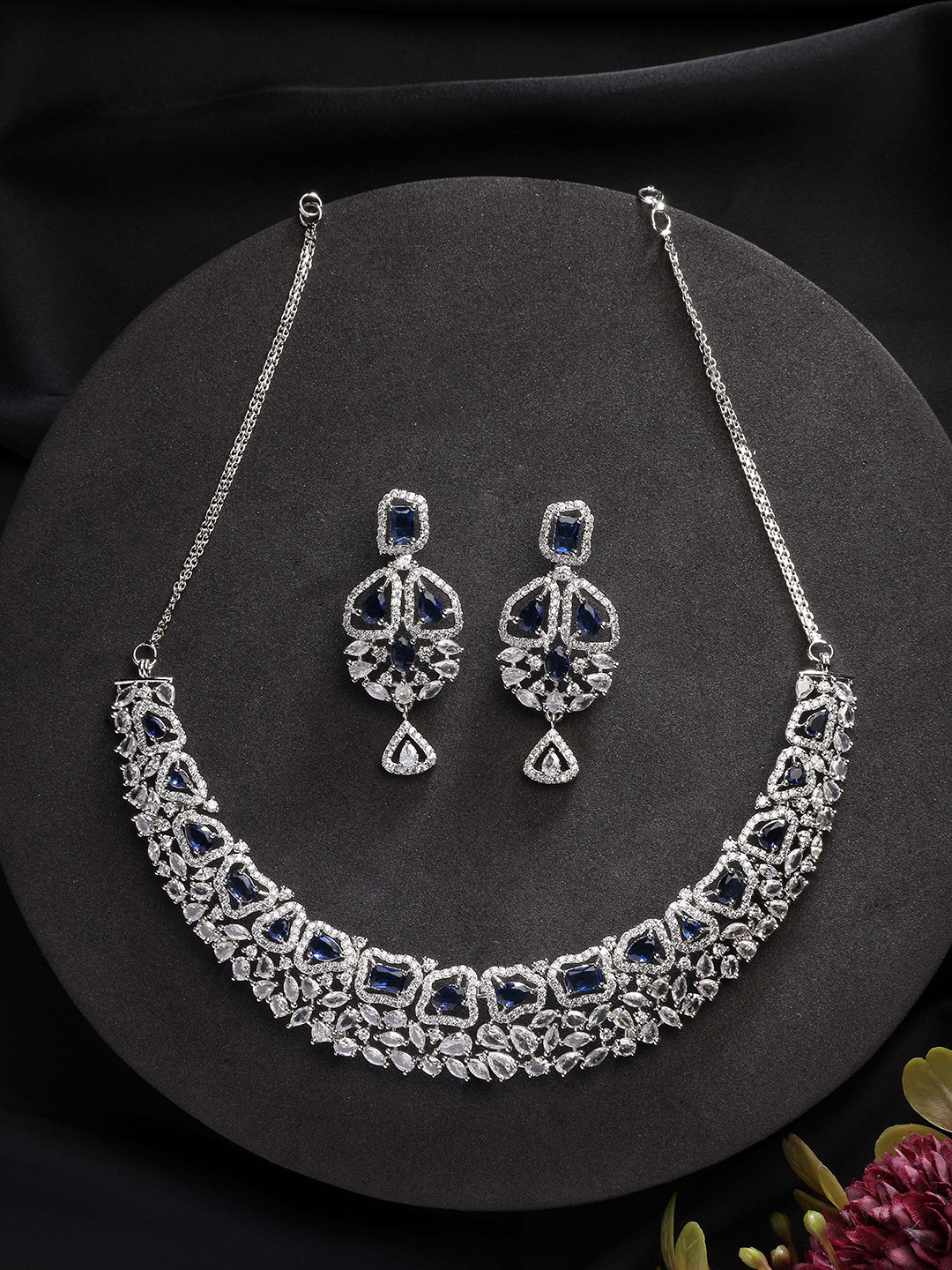 

KARATCART Silver-Plated Elegant AD-Studded Jewellery Set