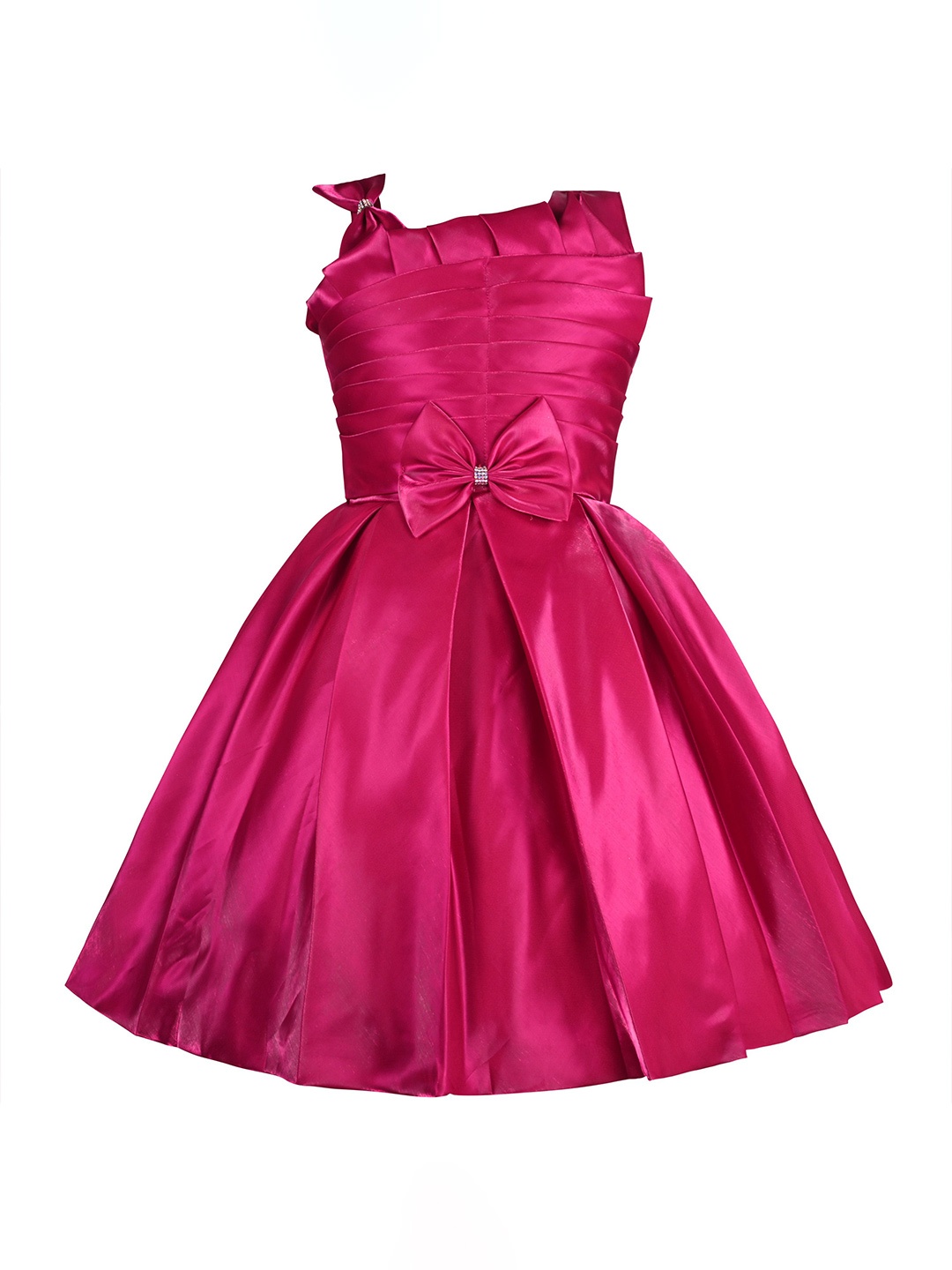 

Wish Karo Girls One Shoulder Satin Fit & Flare Dress, Pink