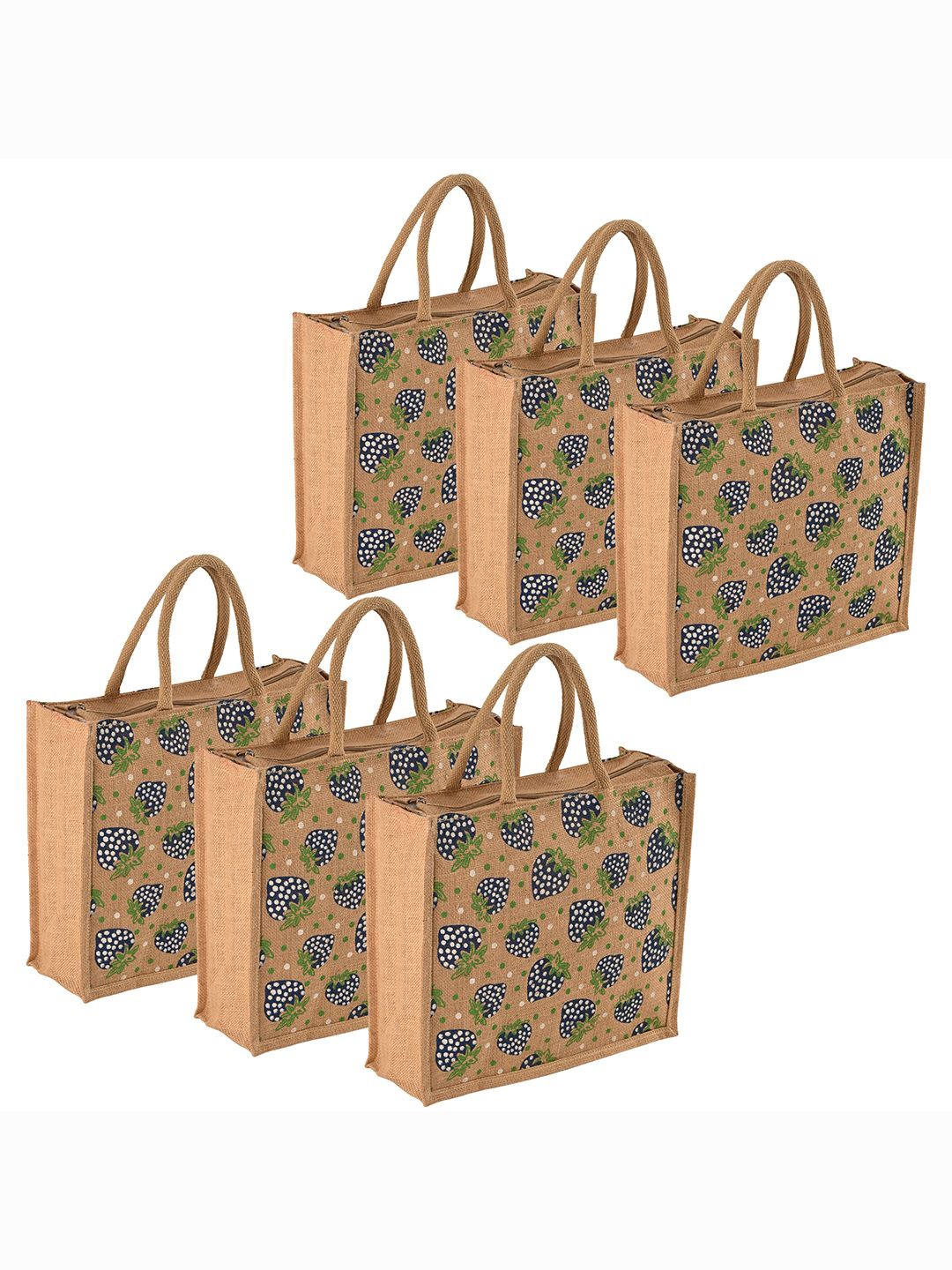 

Kuber Industries Unisex Pack Of 6 Graphic Printed Shopper Handheld Bags, Beige