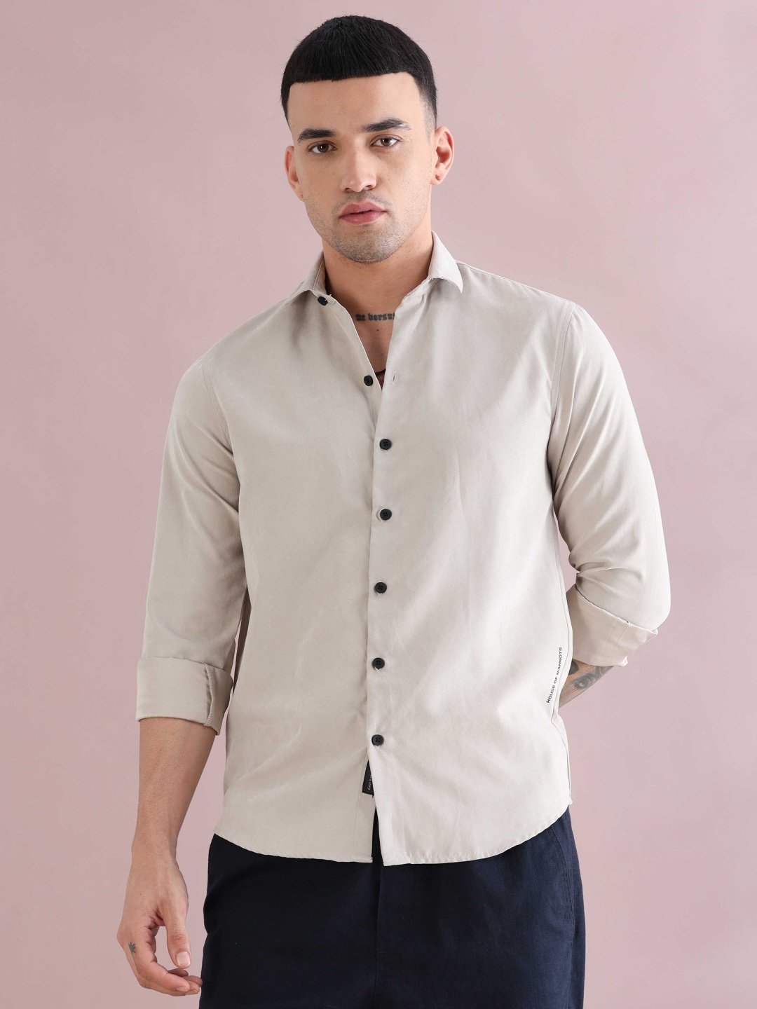 

HOUSE OF MAHNOTS Men Classic Opaque Casual Shirt, Charcoal