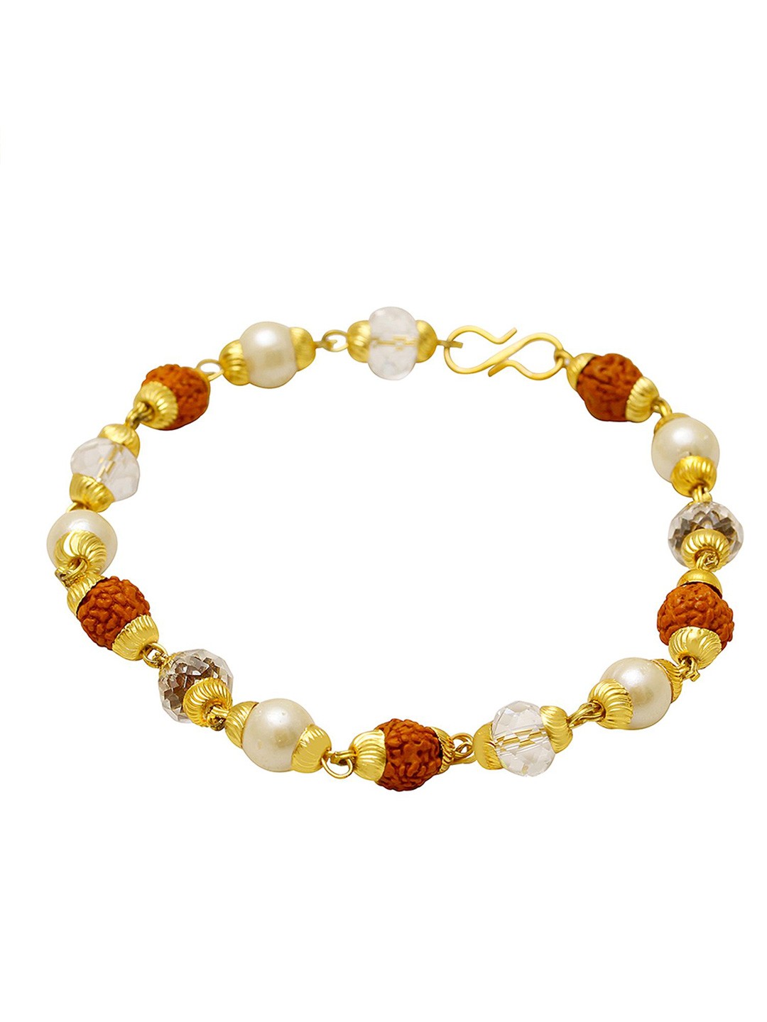 

MEMOIR Unisex Gold-Plated Pearl & Crystal Beaded Wraparound Bracelet