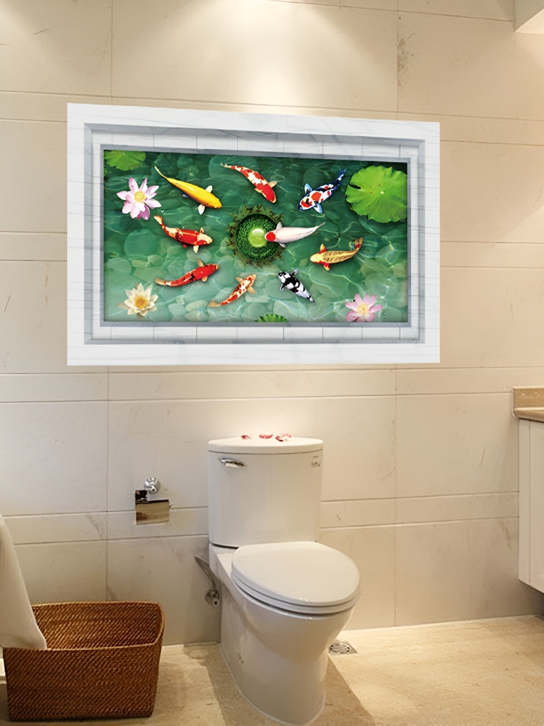 

Asian royal White and Green royal Sea Fishes Self Adhesive Wall Sticker