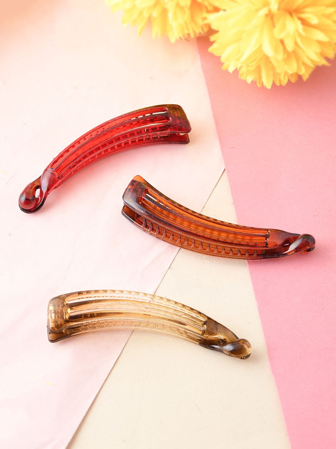 

Silvermerc Designs Women Banana Hair Clips, Red