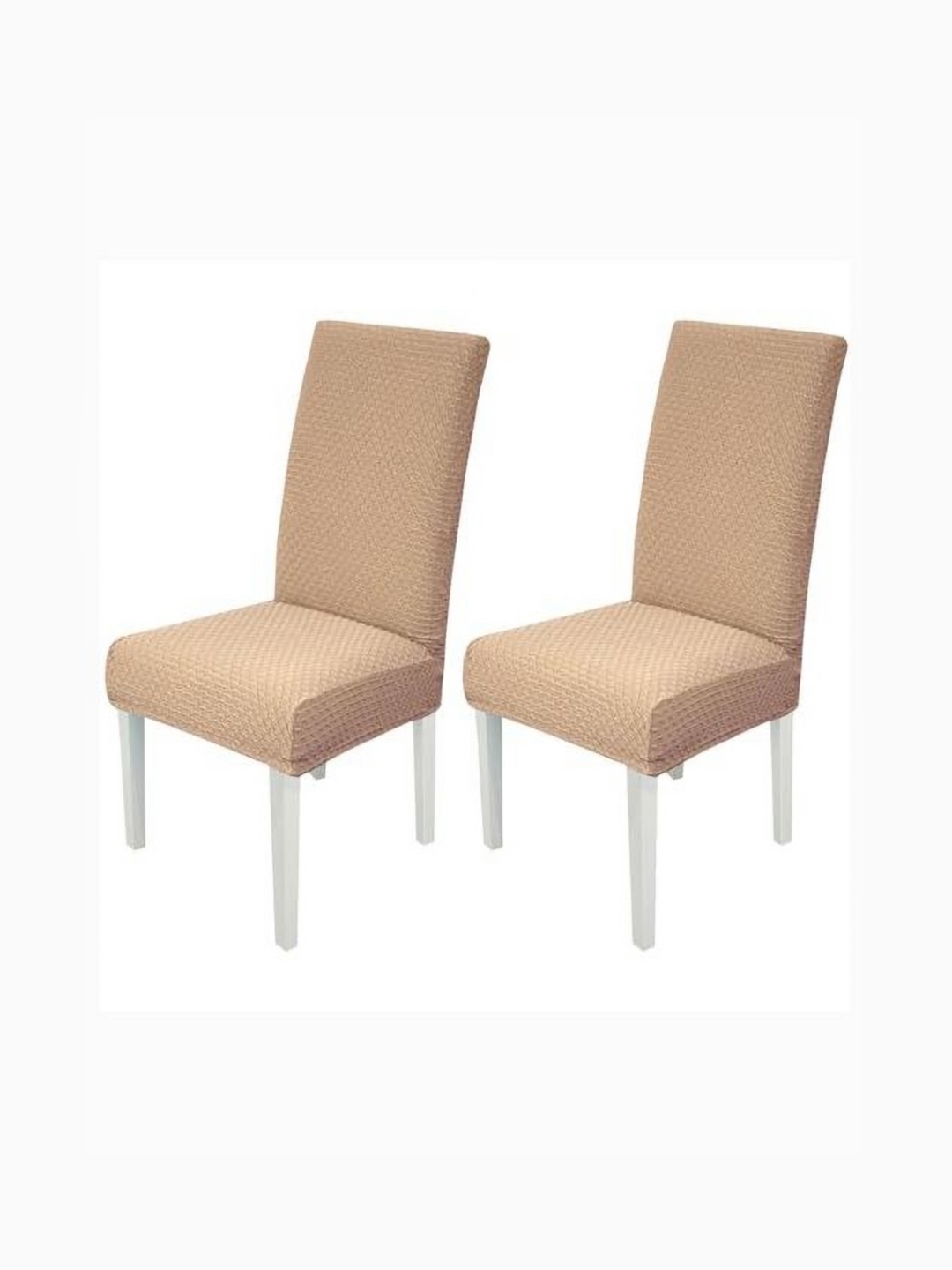 

HOUSE OF QUIRK Beige 2 Pieces Textured Jacquard Removable & Washable Chair Covers