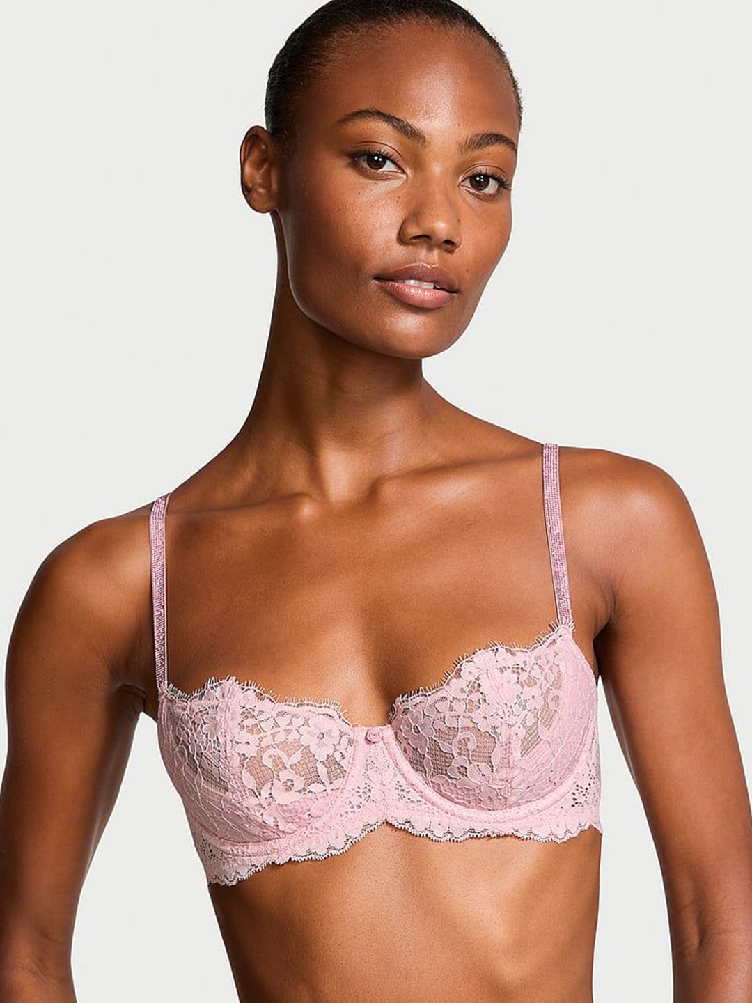 

Victoria's Secret Floral Half Coverage Underwired Lightly Padded Balconette Bra, Pink