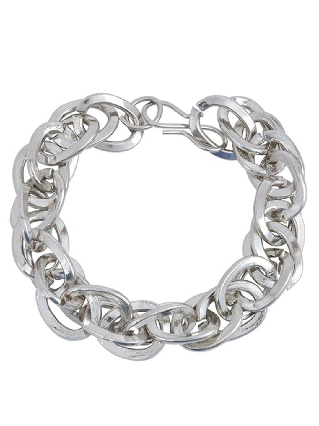 

MEMOIR Unisex Silver-Plated Stainless Steel Link Byzantine Chain Interwoven link Bracelet