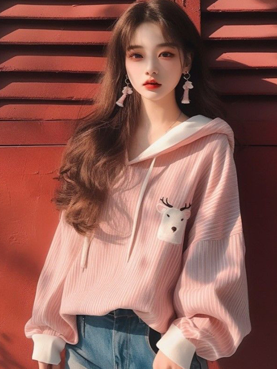 

StyleCast Women Striped Hooded Pullover Sweatshirt, Pink