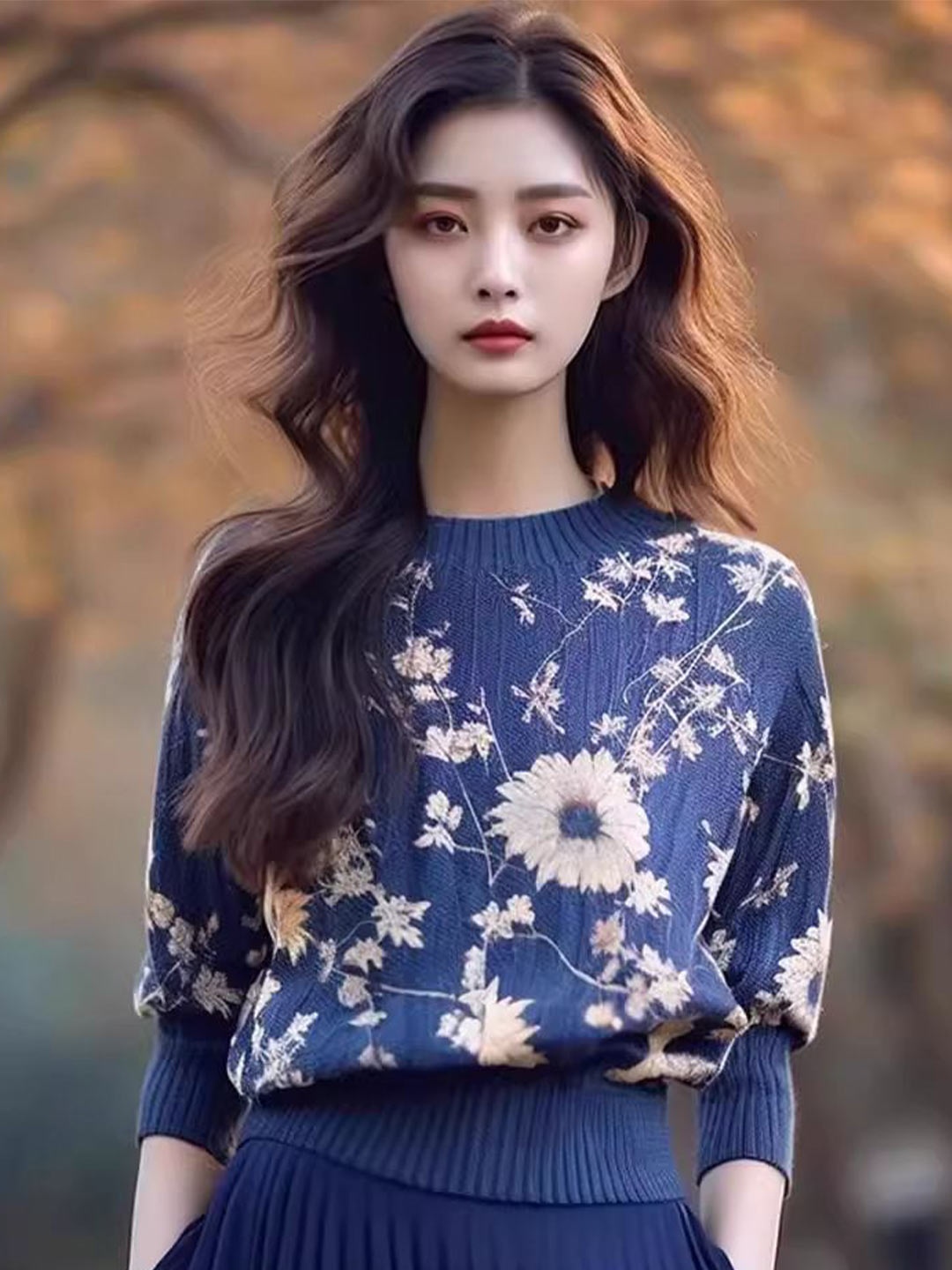 

StyleCast Women Floral Printed Pullover, Navy blue