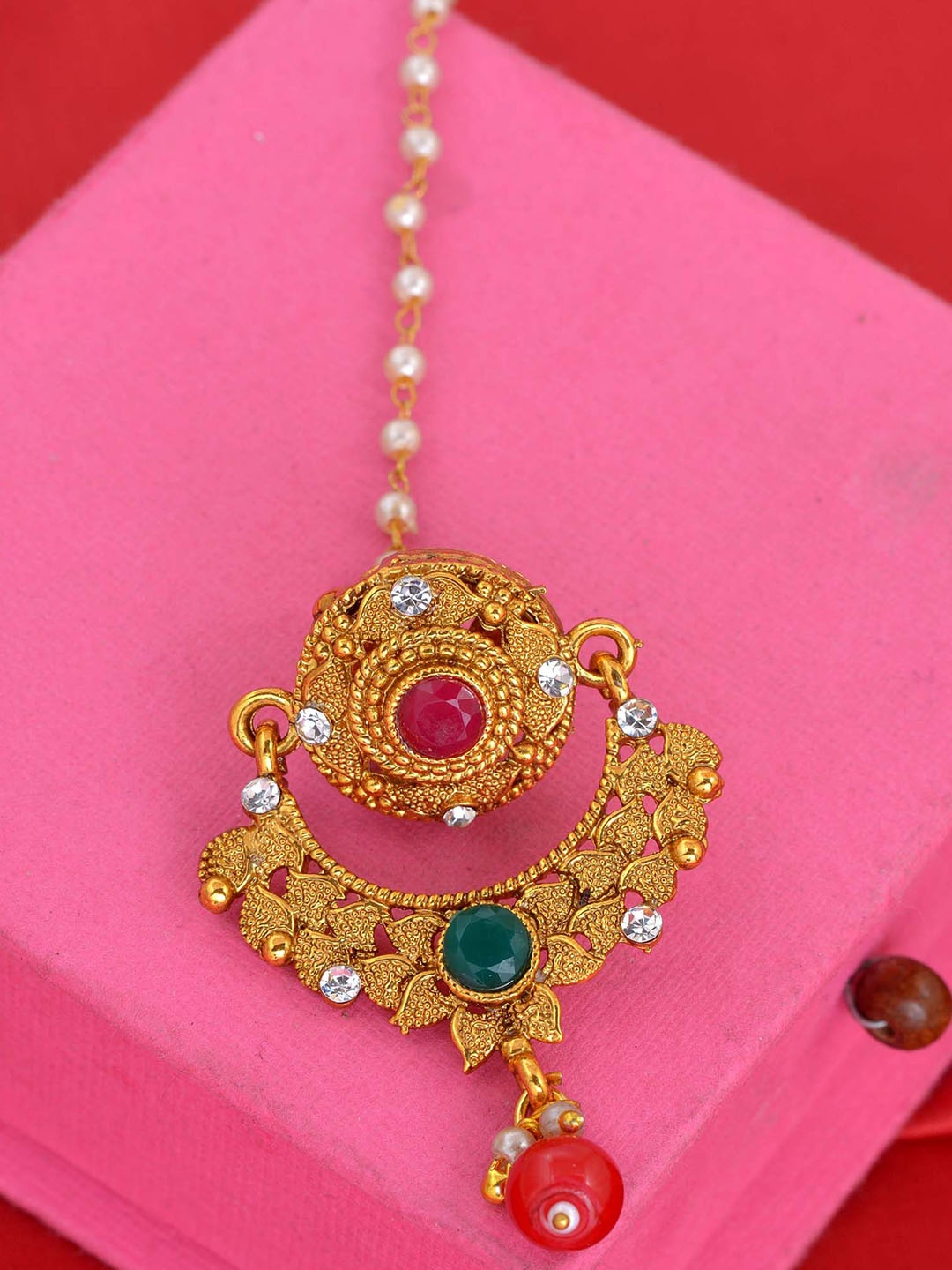 

MEMOIR Gold-Plated Studded Maang Tikka