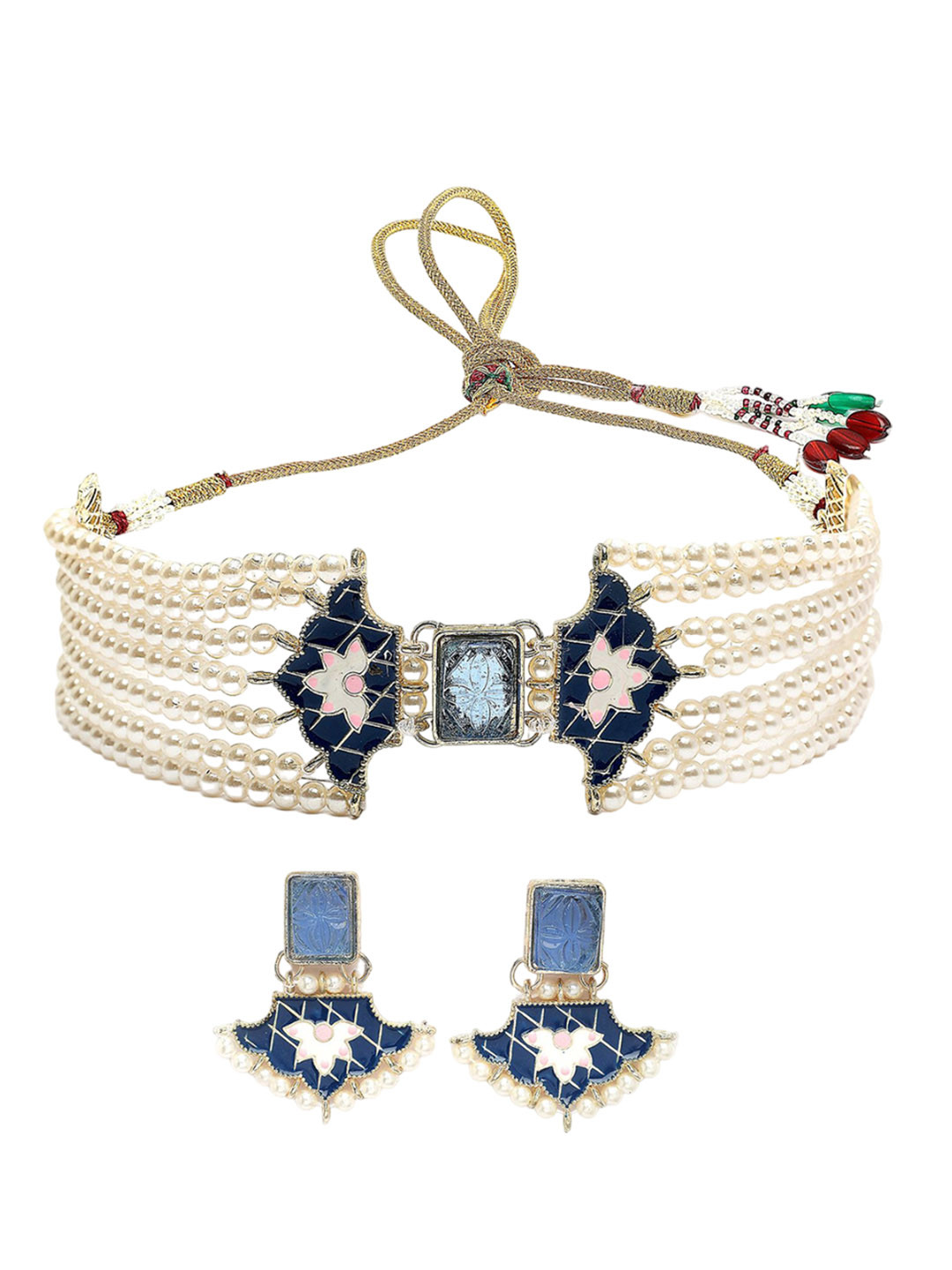 

KARATCART Gold-Plated Kundan Studded & Beaded Jewellery Set