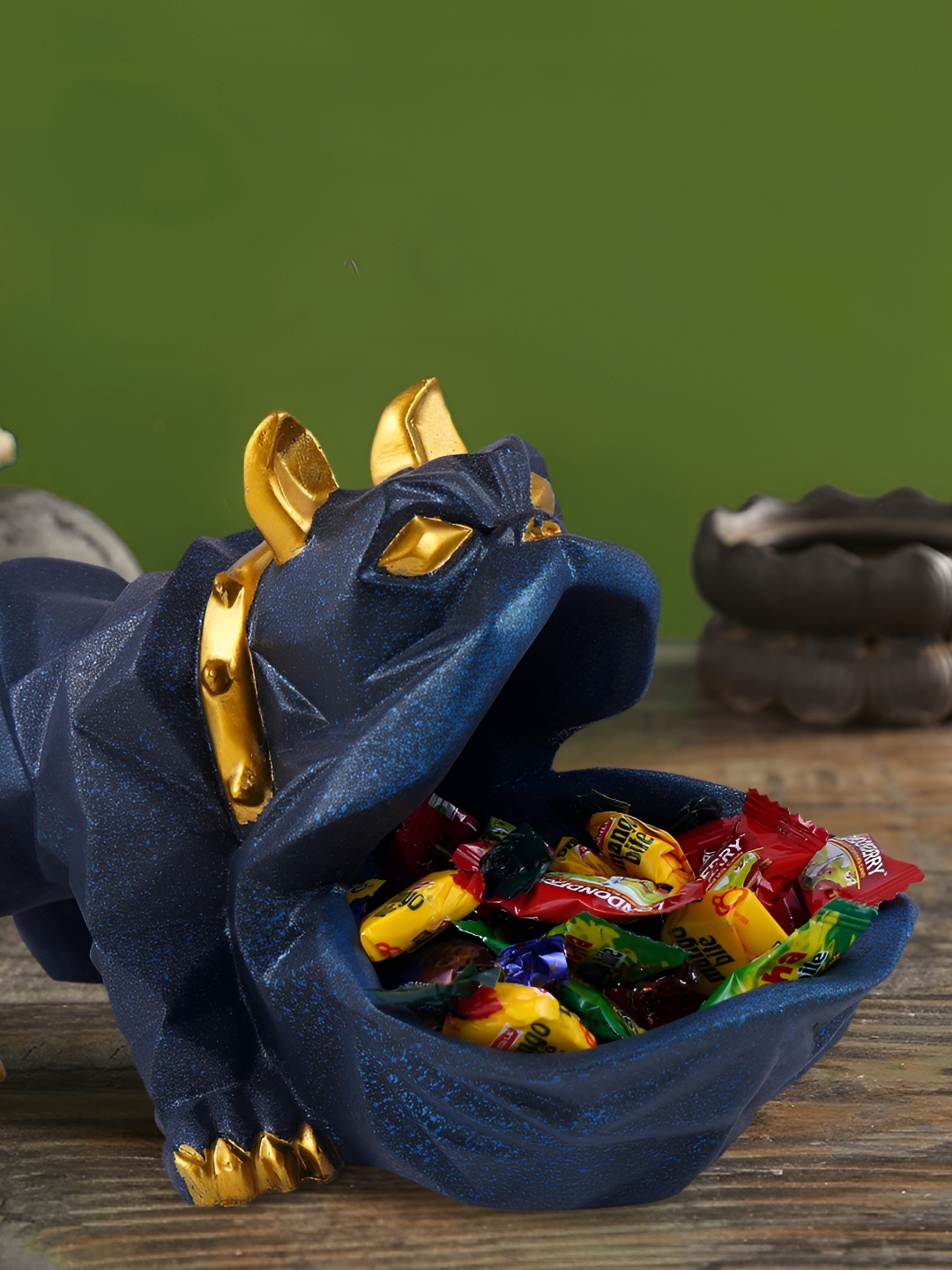 

Zart Blue & Gold-Toned Birds and Animals Figurine Showpiece
