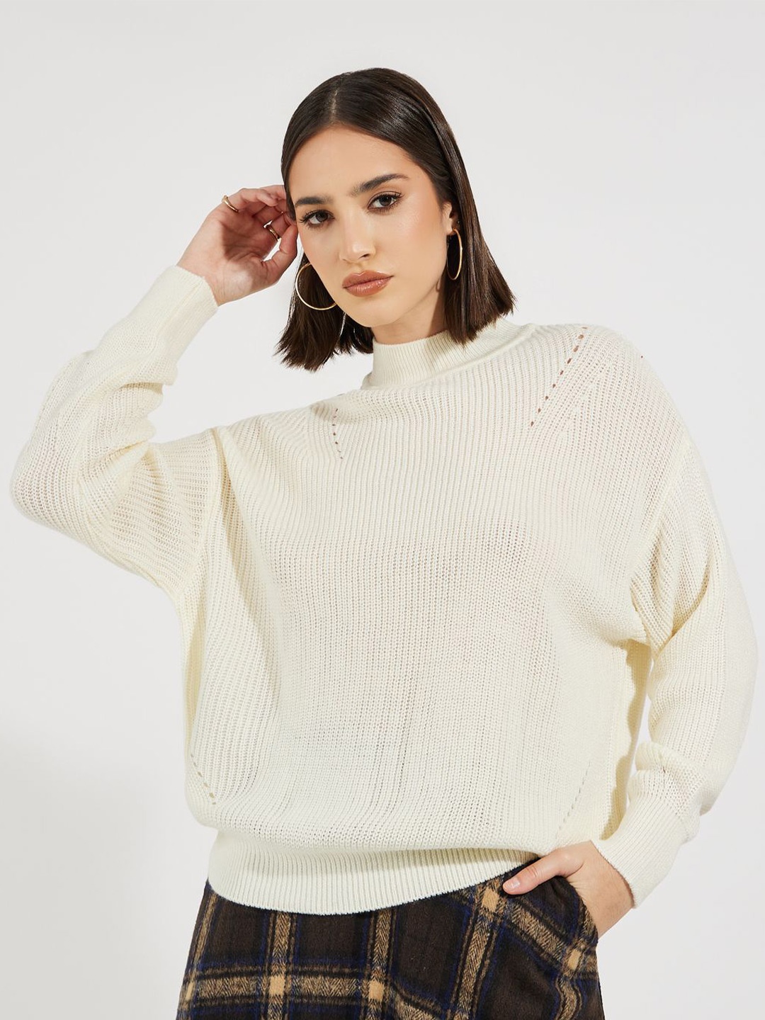 

Styli Women Regular Length Regular Fit High Neck Jumper, White