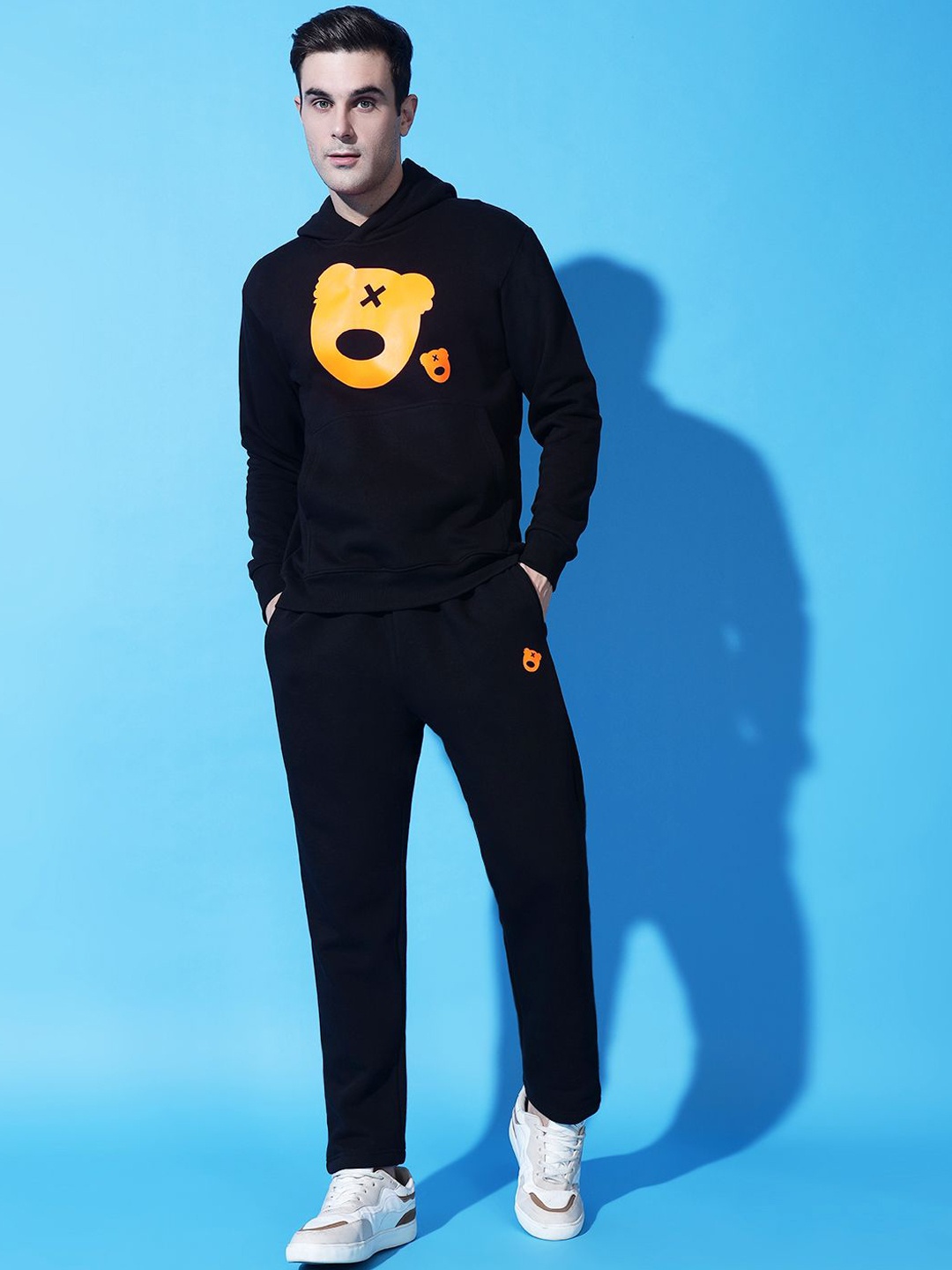 

GRIFFEL Men Printed Hooded Tracksuits, Black