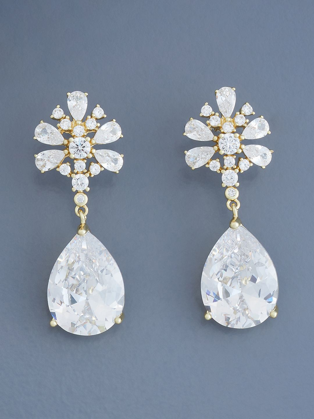 

Kushal's Fashion Jewellery Gold Plated Teardrop Shaped Drop Earrings, White